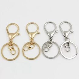 2018 Silver/Gold Biger Lobster Clasp Tone Key Chains & Key Rings Round Split keychain Car Key Rings Blank Metal Keychains