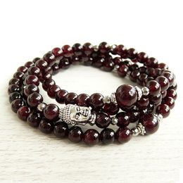 Mala Necklace or Bracelet 6mm Garnet Yoga Gift Buddha Garnet Prayer Wrap Bracelets