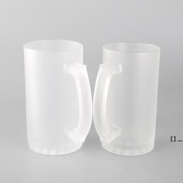 NEWSublimation Blank Wine Glasses Transparent Frosted Glass Beer Steins Creative Personality DIY Mug Household Bar Supplies 16oz EWA5222