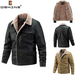Men Winter Warm Leather Jacket Brand Fashion Casual Leather Coat Men Slim Motorcycle Windproof Fleece Biker Jacket Men 211111