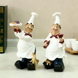 Decorative Objects & Figurines 26cm Creative Character Chef Resin Home Decoration Accessories Craft Ornaments Bar Dessert Shop Statue Furnis