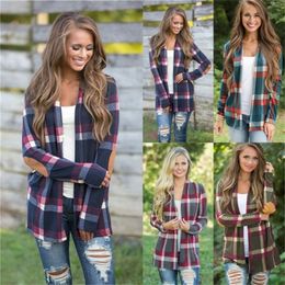 Women Cotton Blend Casual Lapel Shirt Plaid Cheque Flannel Shirt Top Blouse S-XXL X0521