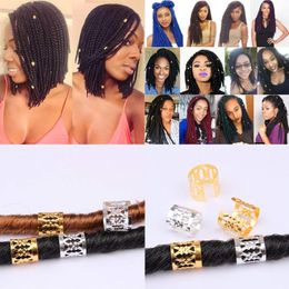 micro tubes Canada - 100Pcs bag 8x9mm Hair Dread Braids Gold Silver Micro Lock Tube Beads Adjustable Cuffs Clips For African Accessories