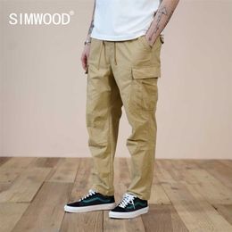 Autumn Loose Ankle-length Cargo Pants Men Tactical Joggers Military Multi-pocket Trousers 100% Cotton Pants 211201