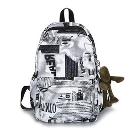 Backpack Fashion Trend Schoolbag Men And Women Vintage Graffiti Hit Colour Junior High School Students