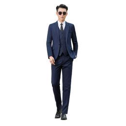 2021 Spring Autumn Business Suit Men's Top Tousers Waistcoat Slim Fitting White Collar 3 Piece Suit Wedding Suits For Men X0909