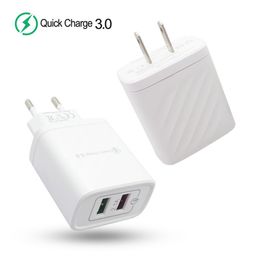 2 USB Adapter QC3.0 +2.1A Quick Charge US EU Plug Wall Charger universal for Smartphone moblie phone