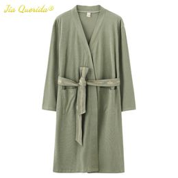 Arrival Bathrobe Ladies Gown Nightie Robe Plus Size Cotton Pyjama Long Sleeves Kimono Floral Sleepwear Pink Robes for Female 210924