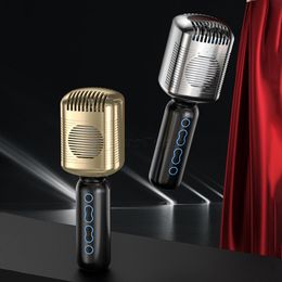 KM600 Wireless Retro Microphone Handheld Karaoke Mic Speaker Music Player Singing Bluetooth-Compatible Microphone Golden With Retail Box New