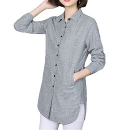 Design Womens Tops Striped Blouses Shirt Casual Loose Style Shirt Plus Size Long Sleeve Blusas Shirts Office Ladies Clothing Top