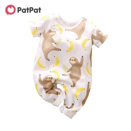 Summer and Spring Baby Sloth Print Jumpsuit Toddler Girls Boys One Pieces 's Clothing 210528