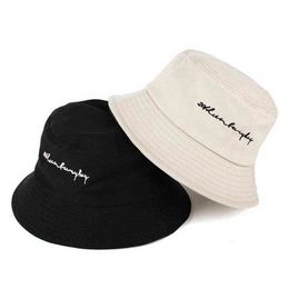 Street Style Fashion Embroidery Cap Men Women Ladies Summer Sun Hat Letters Print Bucket Hats Fisherman Hat Y220301