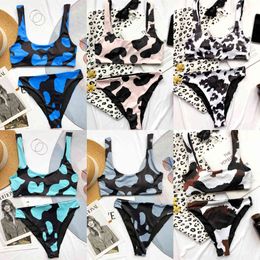 GNIM High Waist Cow Print Swimsuit Women Bikini Mujer 2020 Summer Brazilian Bathing Suit Women Two Pieces Beachwear Swimwear NewX0523
