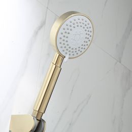 wall mounted bath mixer taps Australia - Bathroom Shower Sets Faucet Set Wall Mounted Brushed Gold Faucet, Cold and Hot Bath Mixer Taps Brass L837