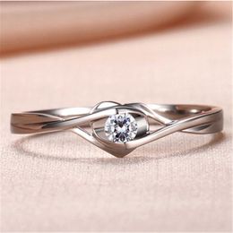 Mens Rings Crystal Jewellery heart-shaped wedding ring, diamond women's Plated 925 decoration couple Cluster For Female Band styles