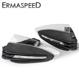 universal motorcycle hand guards UK - Parts Universal 7 8" 22mm Motorcycle Hand Guards With LED Turn Signal Light Carbon Handguard For Motorbike Accessories