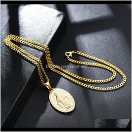 & Pendants Drop Delivery 2021 18K Gold Plated Charm Mens Women Virgin Mary Pendant Necklaces Fashion Hip Hop Jewellery 50Cm Long Alloy Stainles