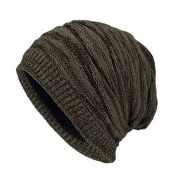 Outdoor Hats Unisex Windproof Beanie Hat Leisure Add Fur Lined Winter Men Women Warm Knitted Fashion Solid Ski Bonnet Cap