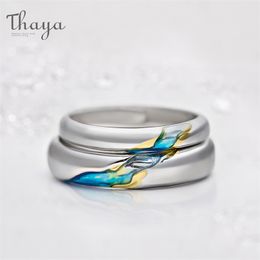 Thaya S925 Silver Couple Rings TheOtherShoreStarry Design for Women Men Resizable Symbol Love Wedding Jewellery Gifts 211217