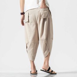 Autumn Harajuku Men Hip Hop Harem Pants Summer 2019 Trousers Mens Casual Pants Male Stripe Calf-length Pants Chinese Style 5XL X0723