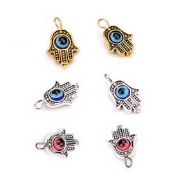 50Pcs Turkish Hamsa Hand Blue Evil Eye Charms pendant For Jewelry Making findings 19x12mm 206 W2
