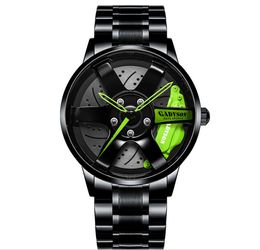 Unique Designed Quartz Watch 40MM Diameter Mens Wheel Style Watches Boys Student Locomotive Wristwatches