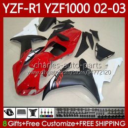 Motorcycle Fairings For YAMAHA YZF R 1 Red black 1000 CC YZF-R1 YZFR1 02 03 00 01 Body 90No.55 YZF1000 YZF R1 1000CC 2002 2003 2000 2001 YZF-1000 2000-2003 OEM Bodywork