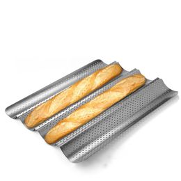 Carbon Steel 2 Slot 3 4 Wave French Bread Baking Tray For 210423