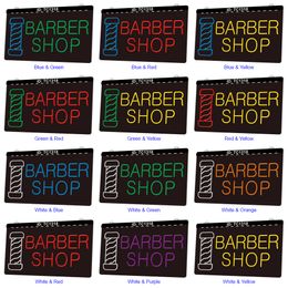 TC1318 Barber Shop Open Light Sign Dual Color 3D Engraving