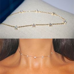 Christmas gift vermeil 925 sterling silver cute star choker charm necklaces charming women jewelry fine necklace 220214