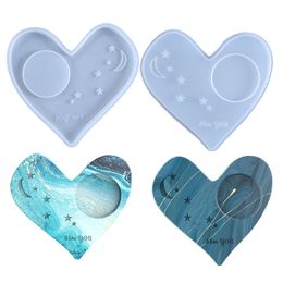 silicone craft mat NZ - New Style Heart Coaster Silicone Molds Coffee Cup Mat Resin Epoxy Mold Moon Star Heart Casting Mold DIY Craft