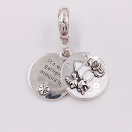 pandora Jewellery making kits 925 sterling silver chain necklace bead banglePerfect Christmas Dangle Charm Clear CZ & White Enamel bracelets for women mens 797562EN12