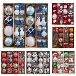 Valery Madelyn 60Pack Christmas Balls Ornaments Snowflake Snowman Christmas Tree Hanging Ball Set For Navidad Home Decoration 211109