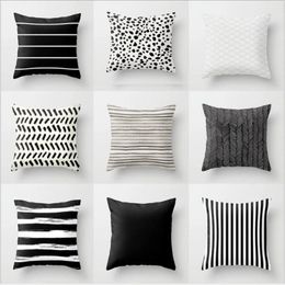 Cushion/Decorative Pillow Nordic Stripes Geometric Cushions Cover Double-sided Black White Grey Polyester Pillowcase Sofa Car Home Decorativ