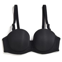 YANDW Women Bra Brassiere Underwire 32 34 36 38 40 42 44 B C D E F G H Black Push Up Bras for Women Underwear Sexy Lingerie 210728