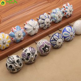 2 pcs Wardrobe handle modern simple cabinet drawer door Chinese garden pumpkin ceramic single hole art