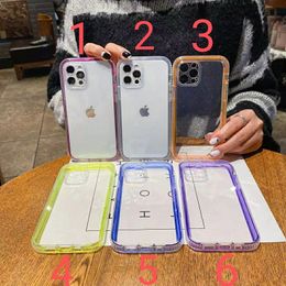 Transparent Cases Luxury Cover Colorful PC Frame Soft TPU Clear Back 2in1 With Camera Protection For iphone12 12Mini 12PRO 12PROMAX 11 11pro 11promax X XSMAX SE 8 7 8P