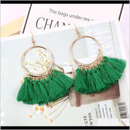 Dangle & Chandelier Jewellery Drop Delivery 2021 Bohemian Style Long Cut Out Large Circle Fabric Tassel Earrings Htgpl