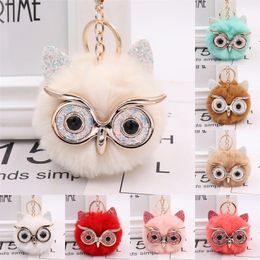 Cute Animal Pompom Key Rings Lovely Pretty Owl keychain is Wonderfully Fluffy Fantastic Soft and Fuzzy Pendant Keyfobs Jewellery