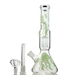 3D Line Hookahs Glow in the Dark Bong 6 Arms Tree Perc Dab Rigs 5mm Thick Water Pipes 18mm Female Joint With Glass Bowl