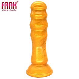 NXY Dildos Anal Toys Golden Bamboo Pull Bead Large Plug Silicone Penis Female Private Masturbation Adult Products 0225