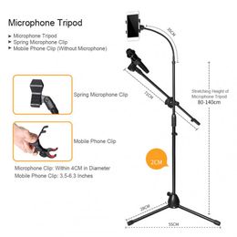 Telescopic Microphone Floor Metal Tripod Flexible Mobile Phone Holder Clip Swing Boom Stage Bracket Stand