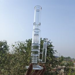 16 Inch 40 CM Glass Water Pipes straight with 18mm Bowl Thick Heady Glass Beaker Percolator Bong Recycler Dab Rigs for Smoking Local Warehouse