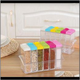 Herb Spice Tools Clear Plastic Seasoning Jar 6Pcsset Kitchen Connt Storage Bottle Salt Pepper Cumin Powder Box Wb1904 0Kmdz F8Dvl