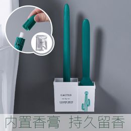 Toilet Brushes & Holders Brush No Dead Wash Long Handle Soft Bristle Wall Mounted Household Cleaning Tape Fragrance Set