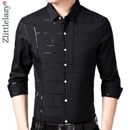 Brand Casual Plaid Luxury Plus Size Long Sleeve Slim Fit Men Shirt Spring Social Dress Shirts Mens Fashions Jersey 41607 210705
