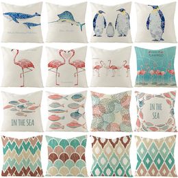 Cushion/Decorative Pillow Custom Flamingo Summer Style Cushion Cover Home Decoration Pillowcase Explosive Mosaic Art Linen