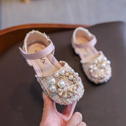spring girls leather shoes princess elegant pearl single shoes baby soft cow muscle sole performance flats shoes 210713