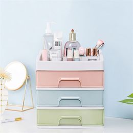 Plastic Cosmetic Drawer Makeup Organiser Storage Box Jewellery Container Nail Holder Desktop Sundry Case 210423