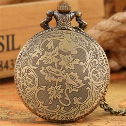 Steampunk Butterfly Design Mens Womens Quartz Analogue Pocket Watch Arabic Number Dial Top Gift Pendant Clock for Kids Necklace Chai262S